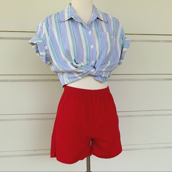 Vintage Tops - SOLD Vintage 90s Lizwear Pastel Striped Button Up
